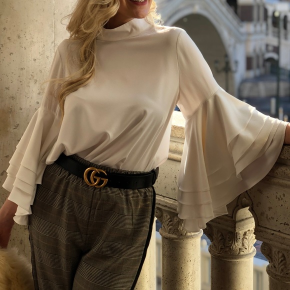 Ina Tops - White Blouse with bell sleeves